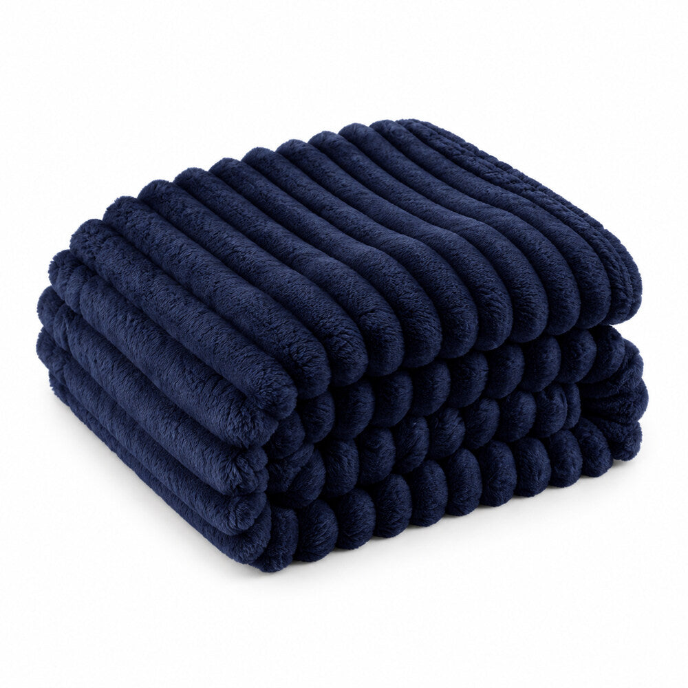 J & S HOUSEWARES | Manta de felpa con textura acanalada