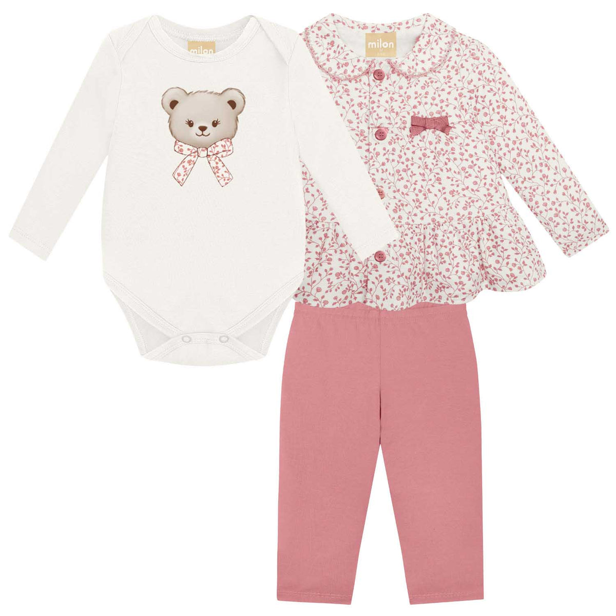 Milon | Conjunto con Estampado de Flores para Niña Bebé