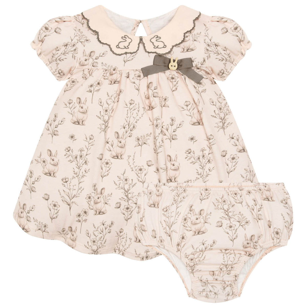 Milon | Vestido con Bragas de Estampado de Conejitos Niña Bebé