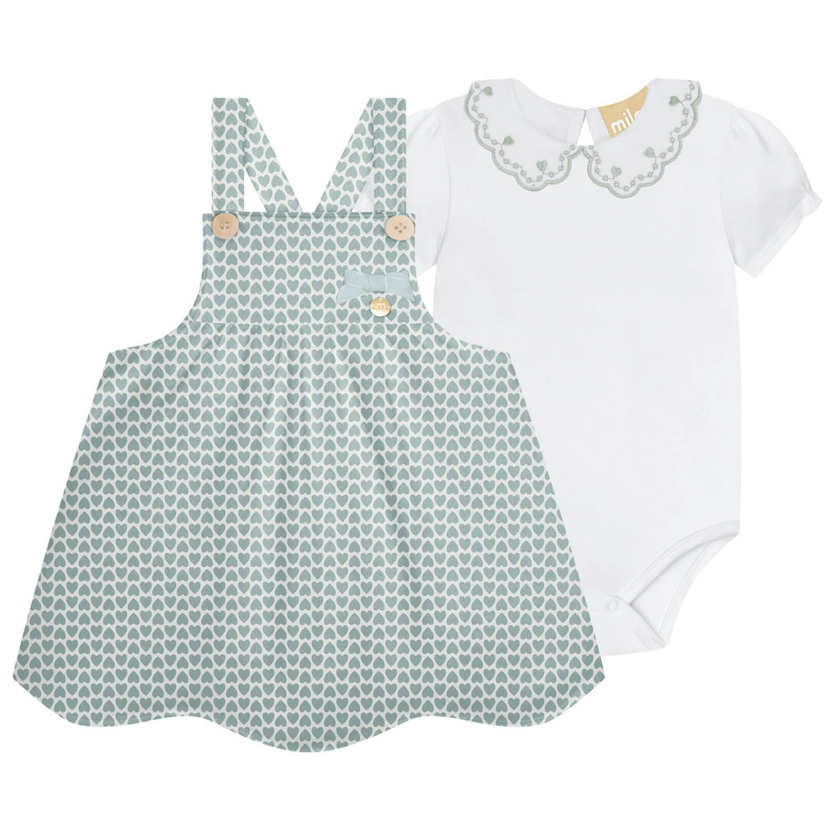 Milon | Conjunto con estampado de Corazones Niña Bebé
