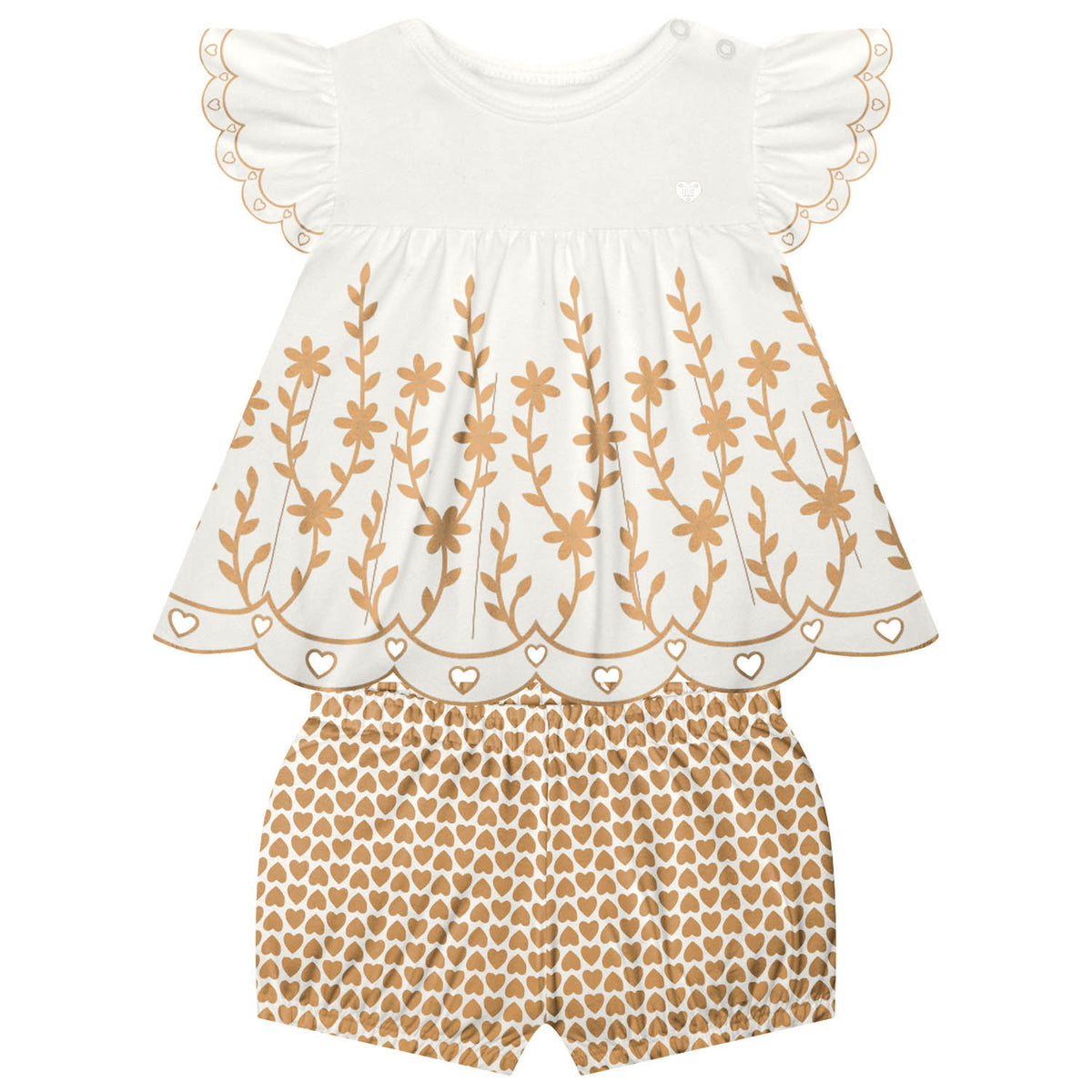 Milon | Conjunto con Estampado de Flores y Corazones para Niña Bebé