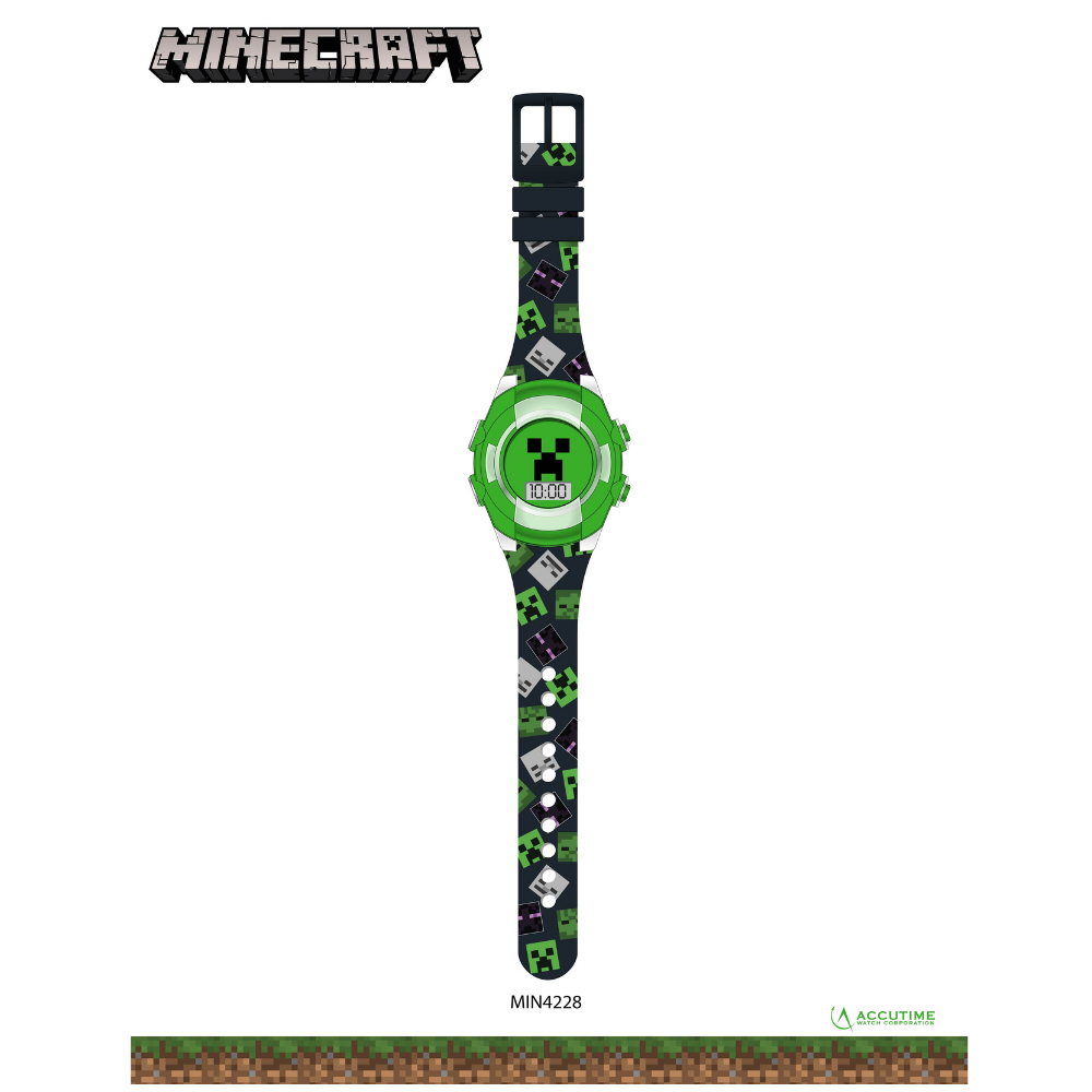 Accutime  | Reloj Minecraft Lcd Parpadeante Verde/Negro