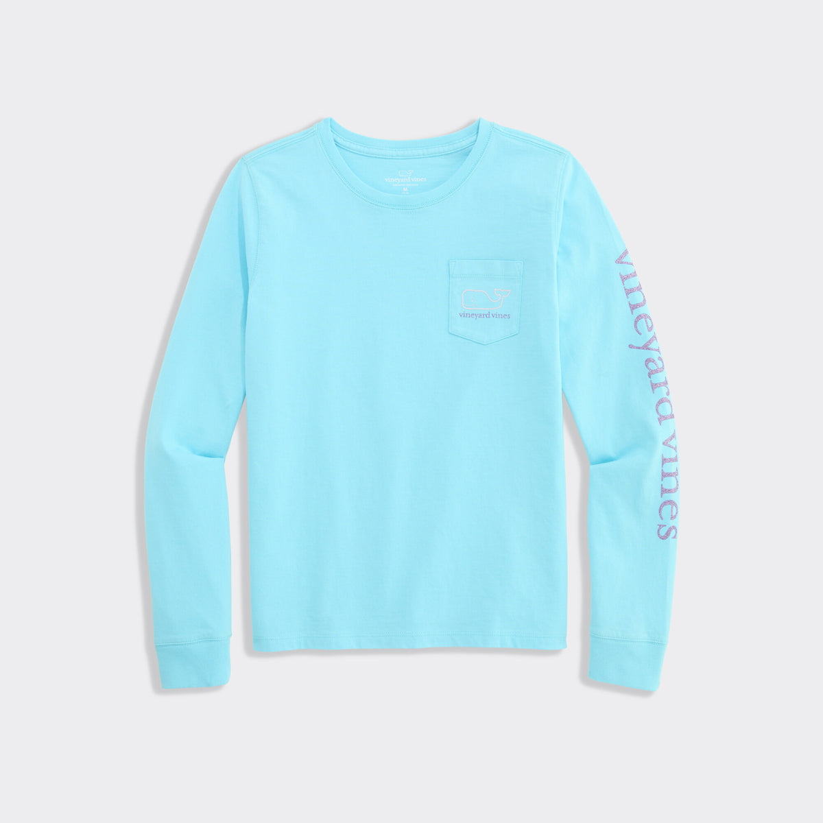 Vineyard Vines | Camiseta de manga larga con bolsillo Glitter Vintage Whale para niña