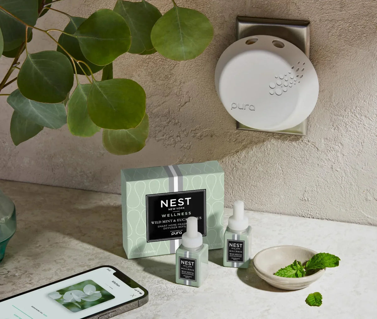 NEST NEW YORK | Wild Mint & Eucalyptus Wall Diffuser Refill Duo