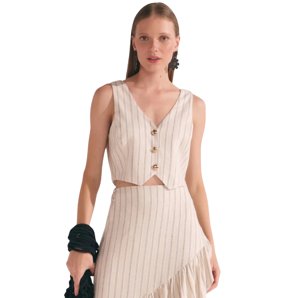 Linzzi | Chaleco Linx Blend Pinstripe para Dama