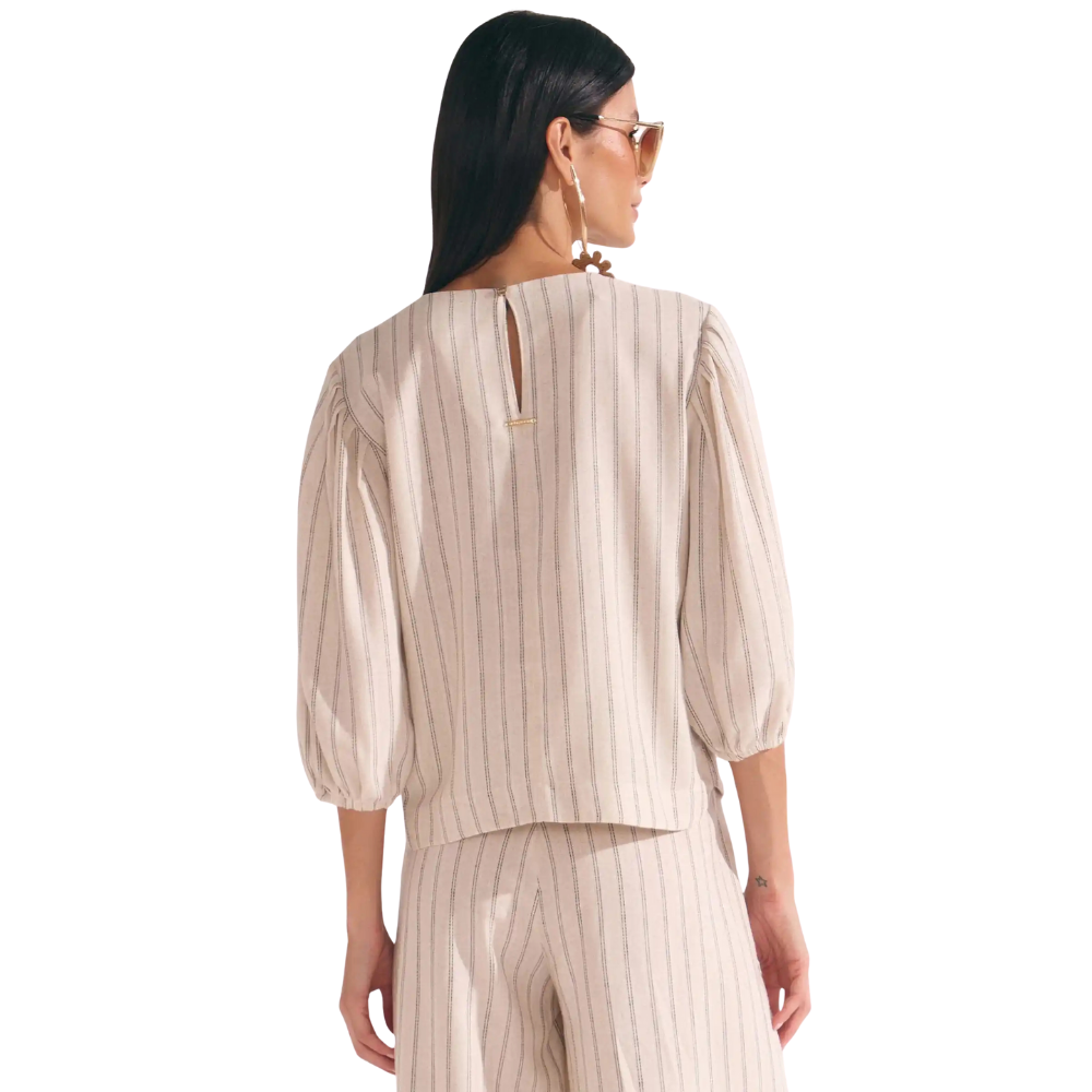 Linzzi | Blusa de lino Stripe Blend para Dama