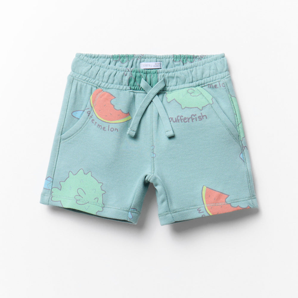 bermuda estampada con cintura ajustable