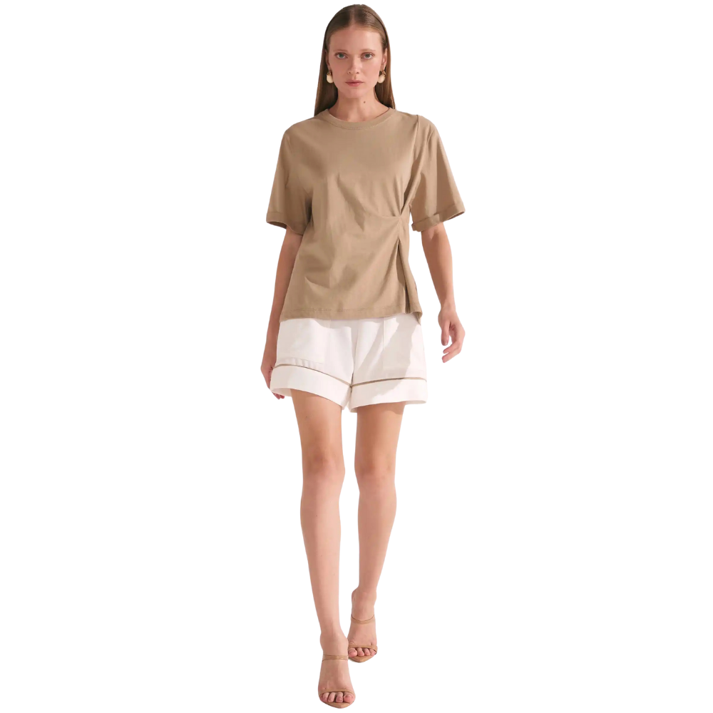Linzzi | Pantalones Cortos de Crepe Benita con Forro de Malla