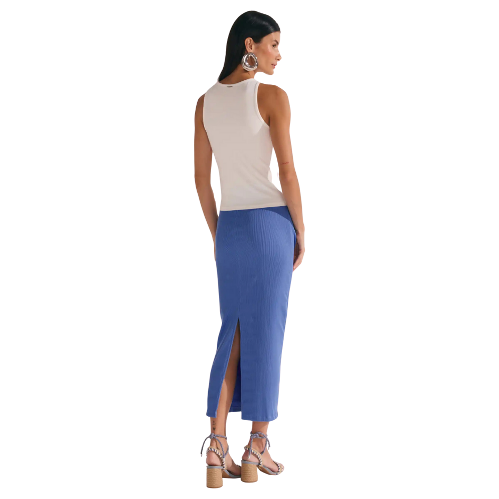 Linzzi | Falda Midi Maxi en Línea Suave Acanalada para Dama