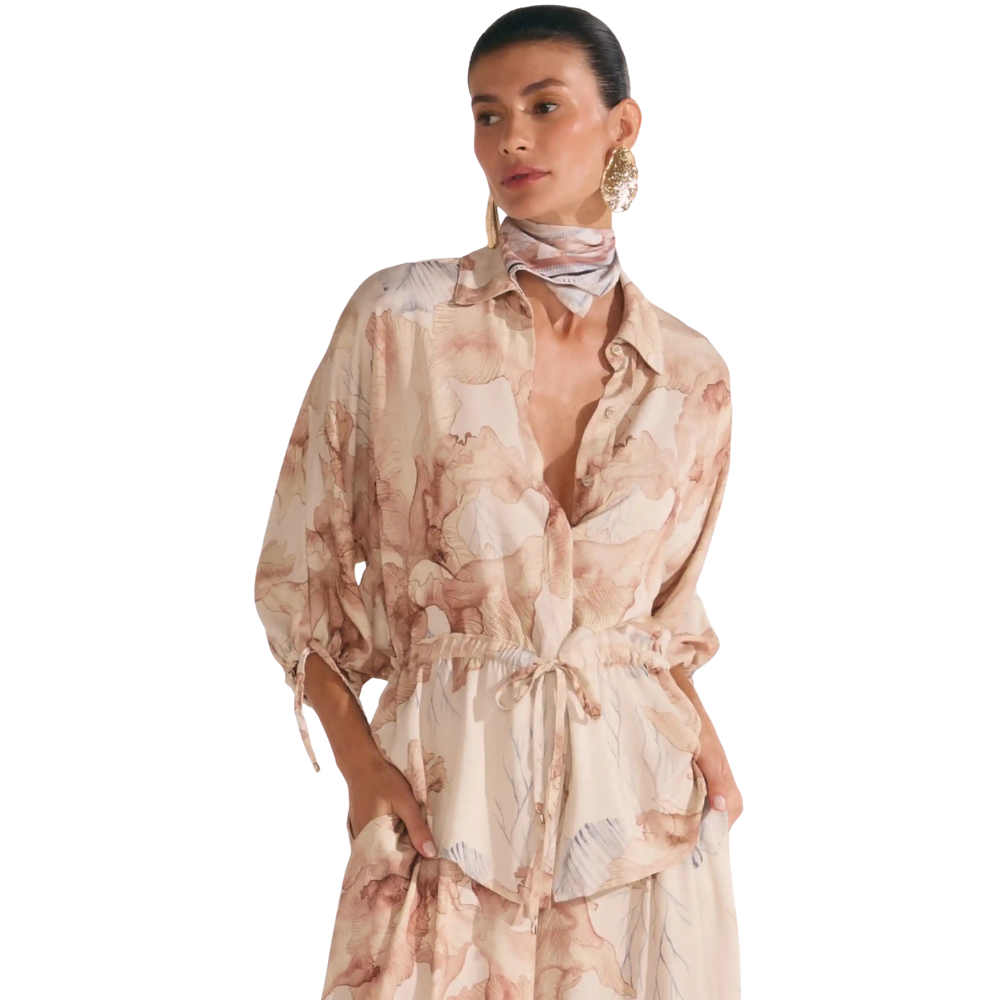 Linzzi | Camisa de Crepé de Satén con Impresión Digital para Dama