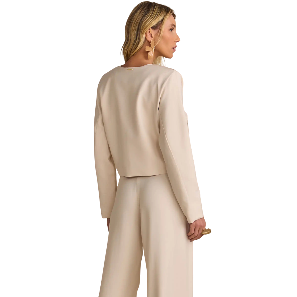 Linzzi | Chaqueta Crop de Sastrería con Bolsillos de Solapa para Dama