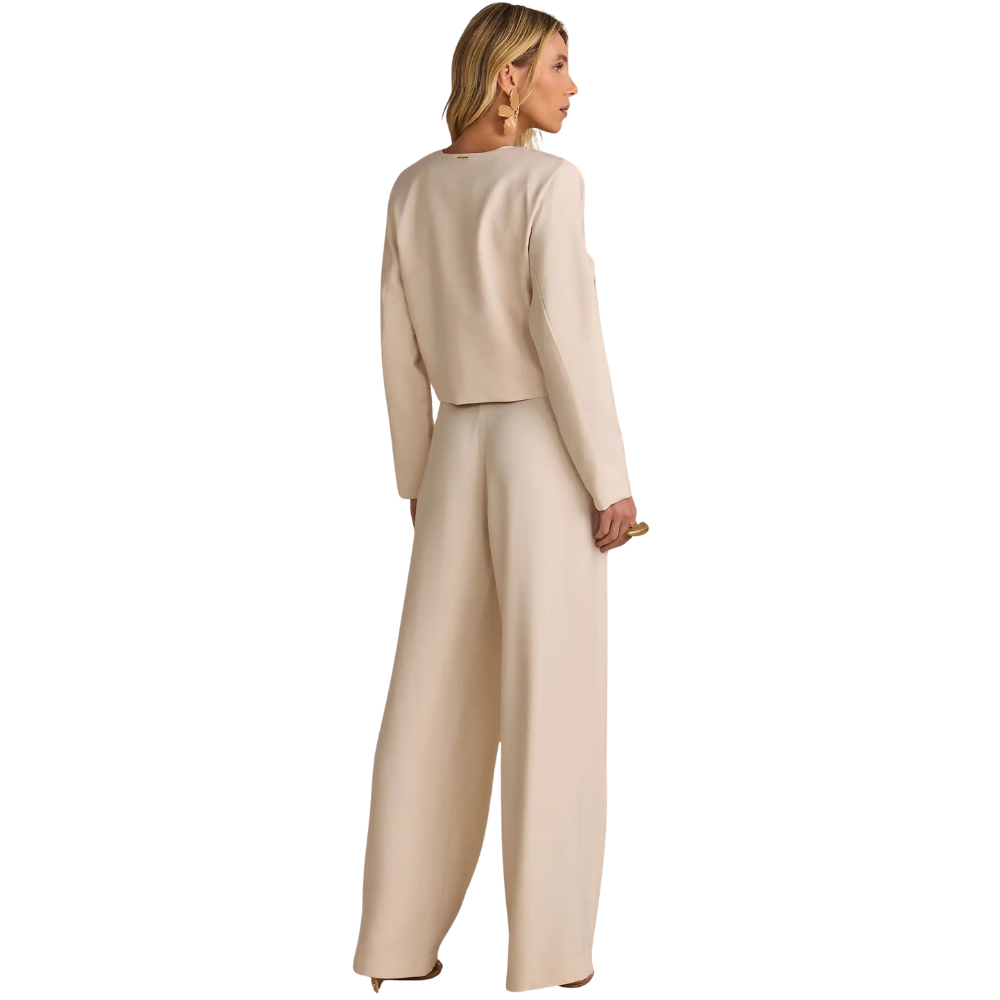 Linzzi | Conjunto Sastrero de Chaleco Crop y Pantalón Wide-Leg para Dama