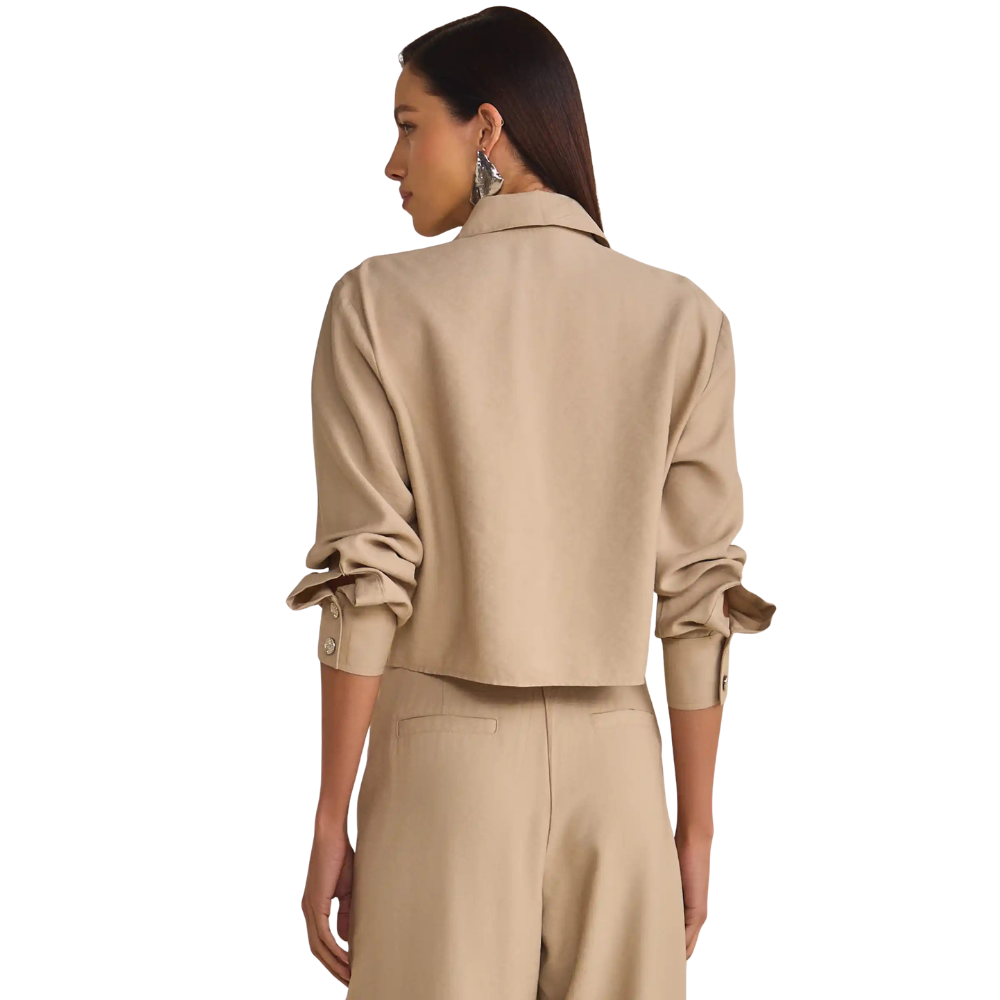 Linzzi | Camisa Corta en Tela Estilo Sastre para Dama