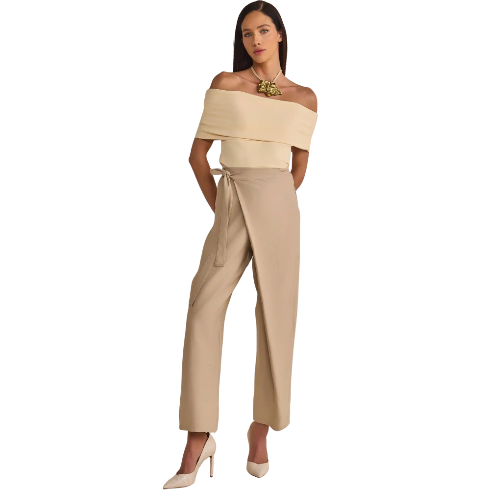Linzzi | Pantalones Asimétricos en Tela Estilo Sastrería para Dama