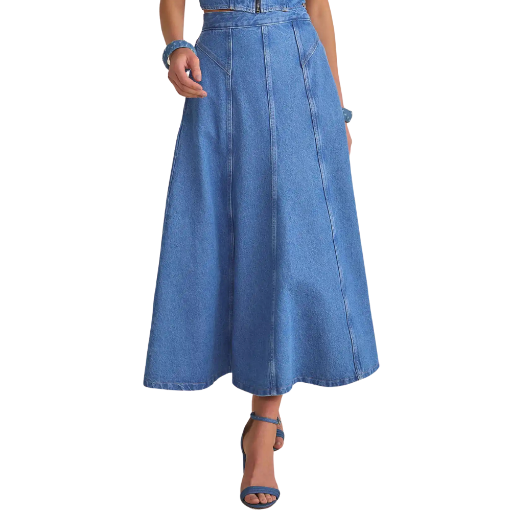 Linzzi | Falda Midi Maxi en Vaqueros para Dama