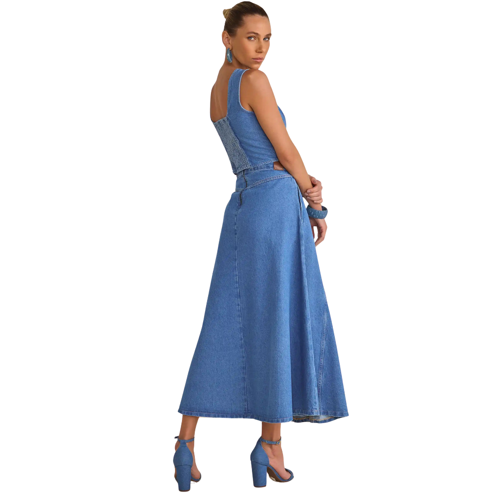 Linzzi | Falda Midi Maxi en Vaqueros para Dama