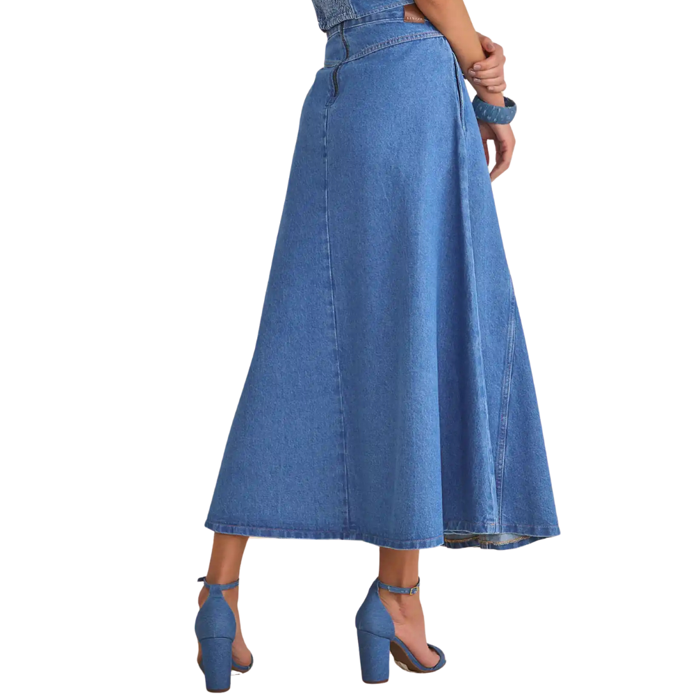 Linzzi | Falda Midi Maxi en Vaqueros para Dama
