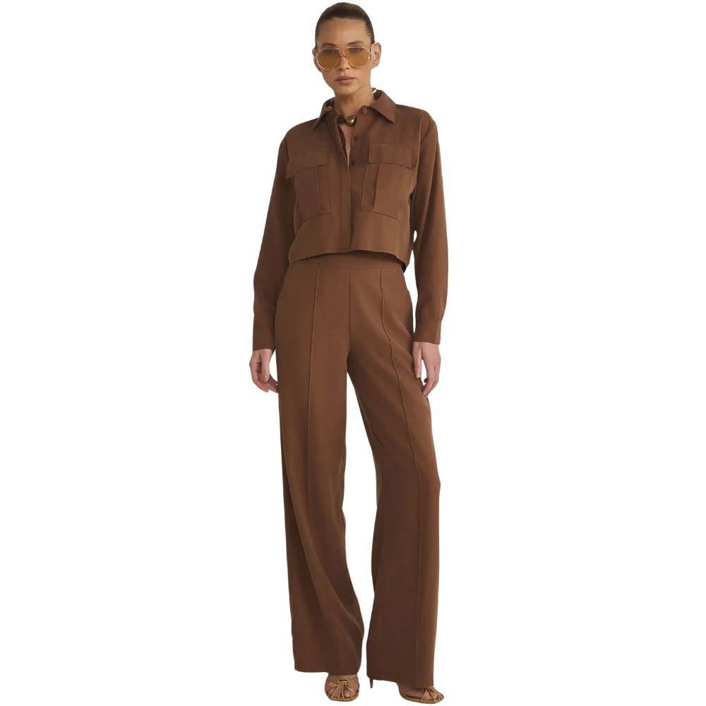 Linzzi | Pantalones Rectos en Tela Estilo Sastrería para Dama