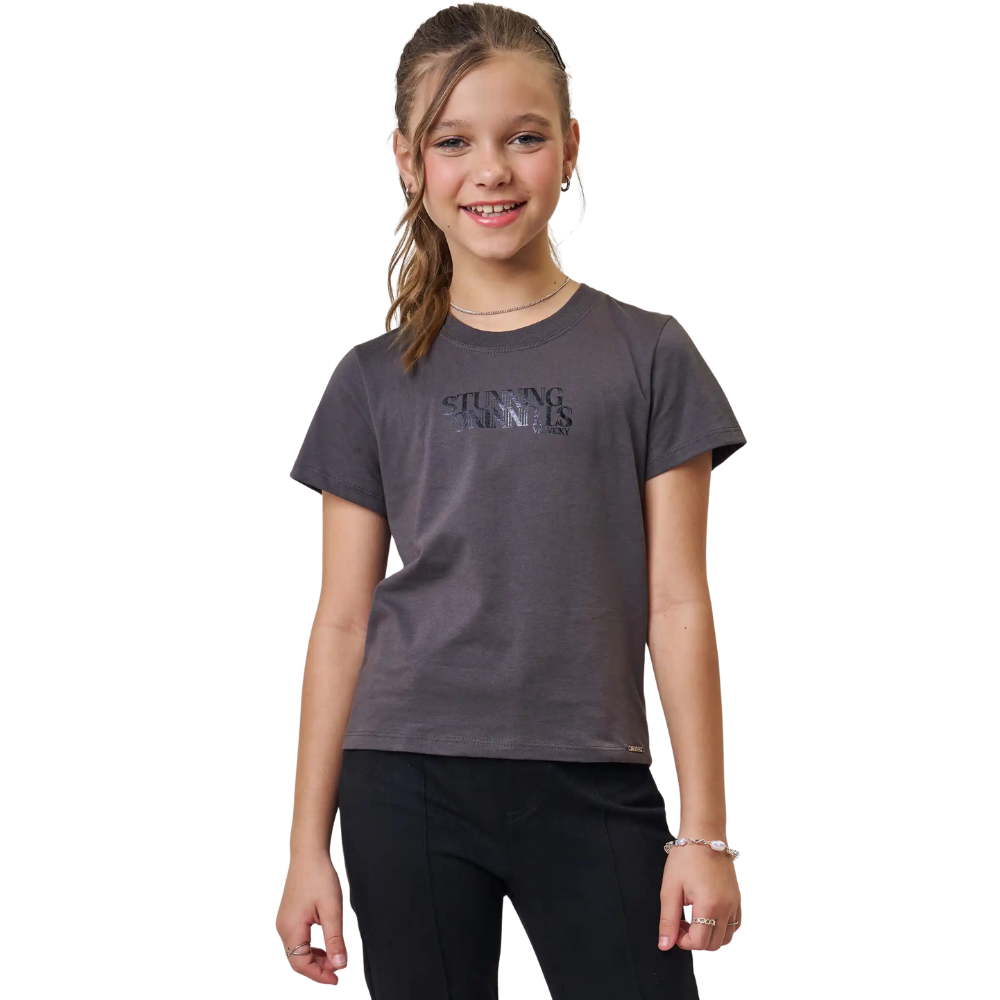 Vic Vicky | Blusa Gráfica Minimalista Lavada para Niña