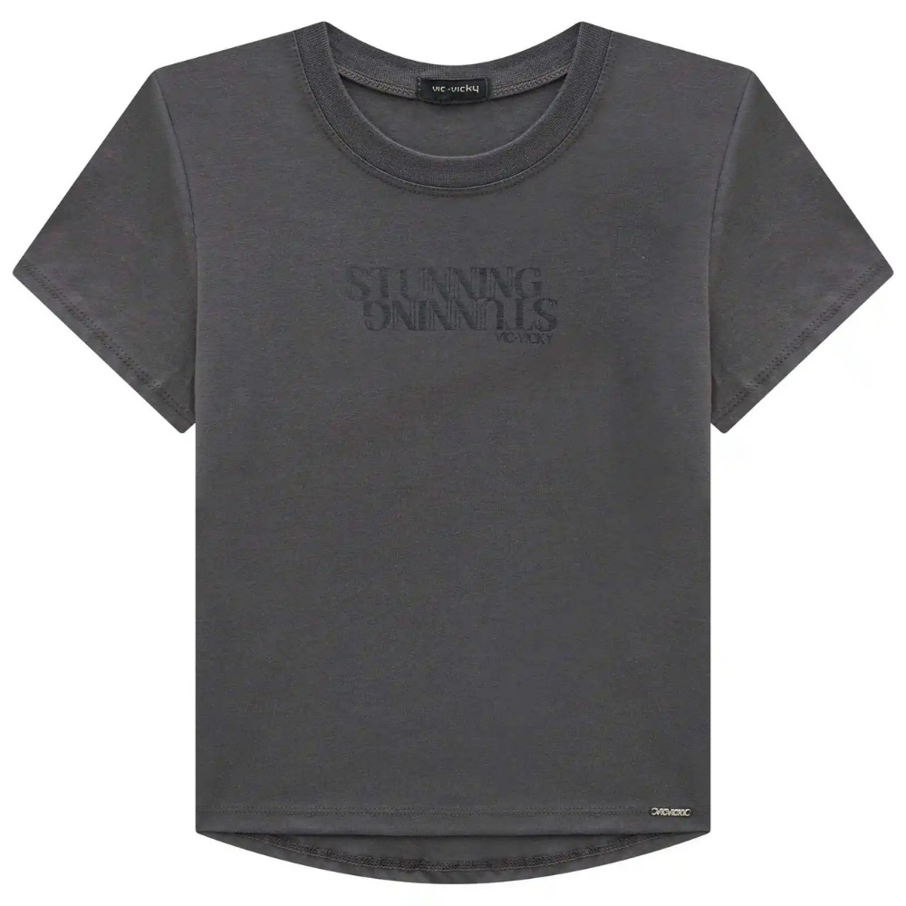 Vic Vicky | Blusa Gráfica Minimalista Lavada para Niña