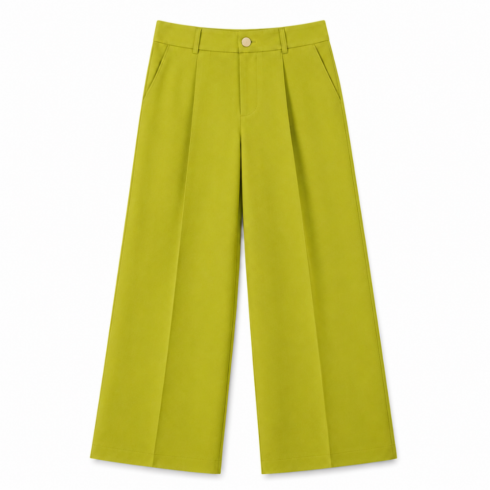 Olea | Pantalón de Pierna Amplia con Pliegues para Dama
