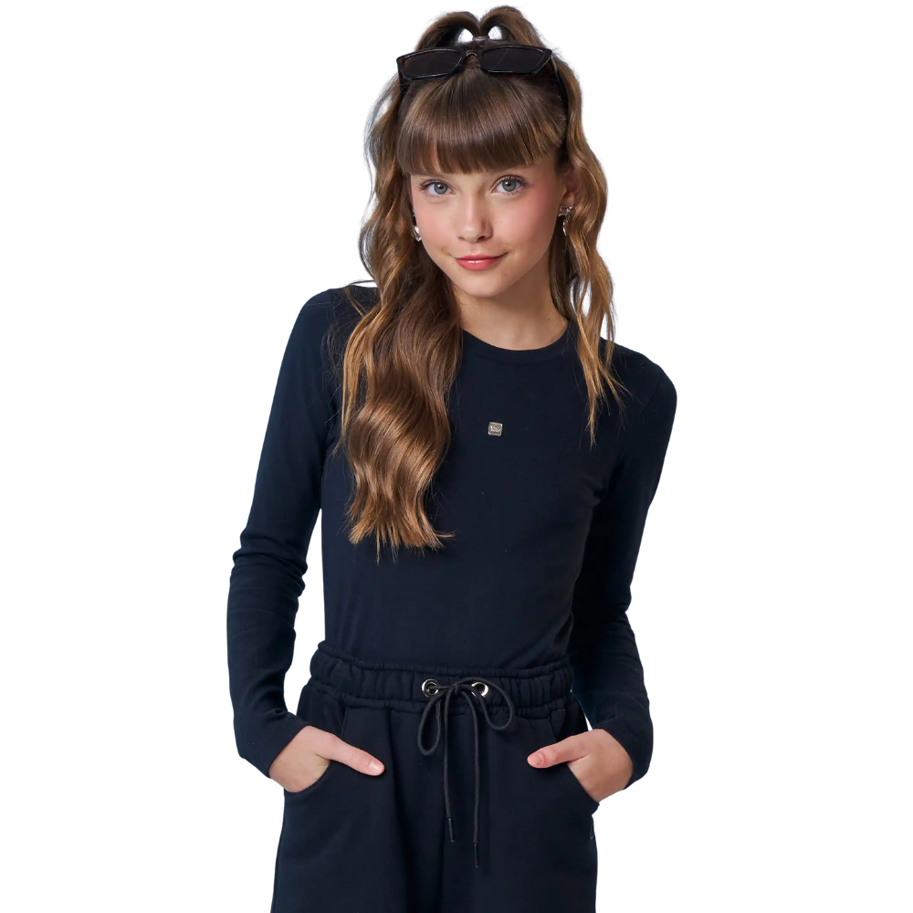 Vic Vicky | Blusa Manga Larga con Placa Dorada para Niña