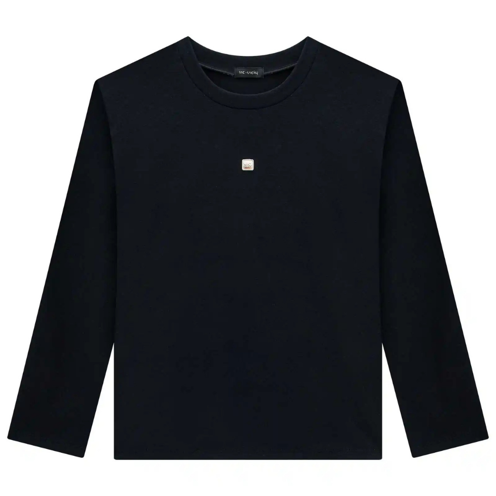 Vic Vicky | Blusa Manga Larga con Placa Dorada para Niña