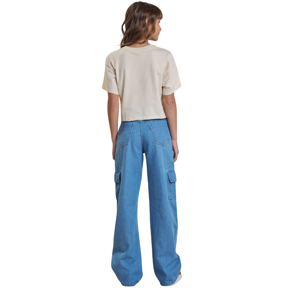 Vic Vicky | Pantalón Jeans Wide Leg Estilo Cargo para Niña