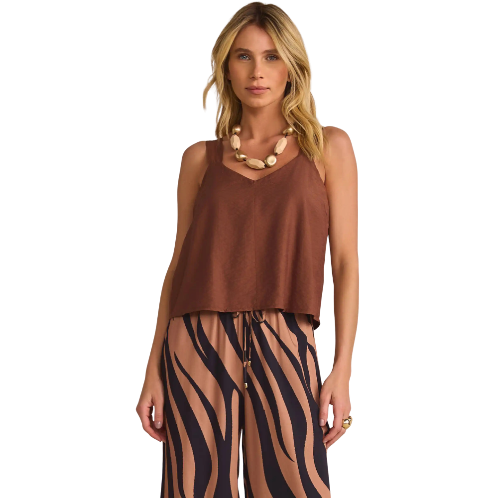 Linzzi | Blusa sin Mangas en Cruged Crepe para Dama