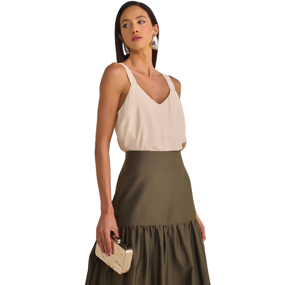 Linzzi | Blusa sin Mangas en Cruged Crepe para Dama