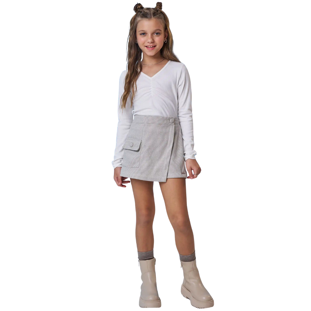 Vic Vicky | Falda-Pantalón Skort con Patrón de Pata de Gallo para Niña