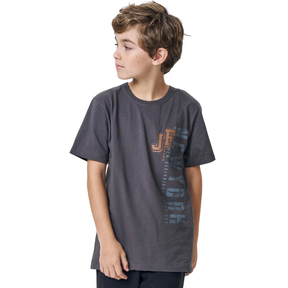 Johnny Fox | Camiseta de Manga Corta con Gráfico Vertical para Niño