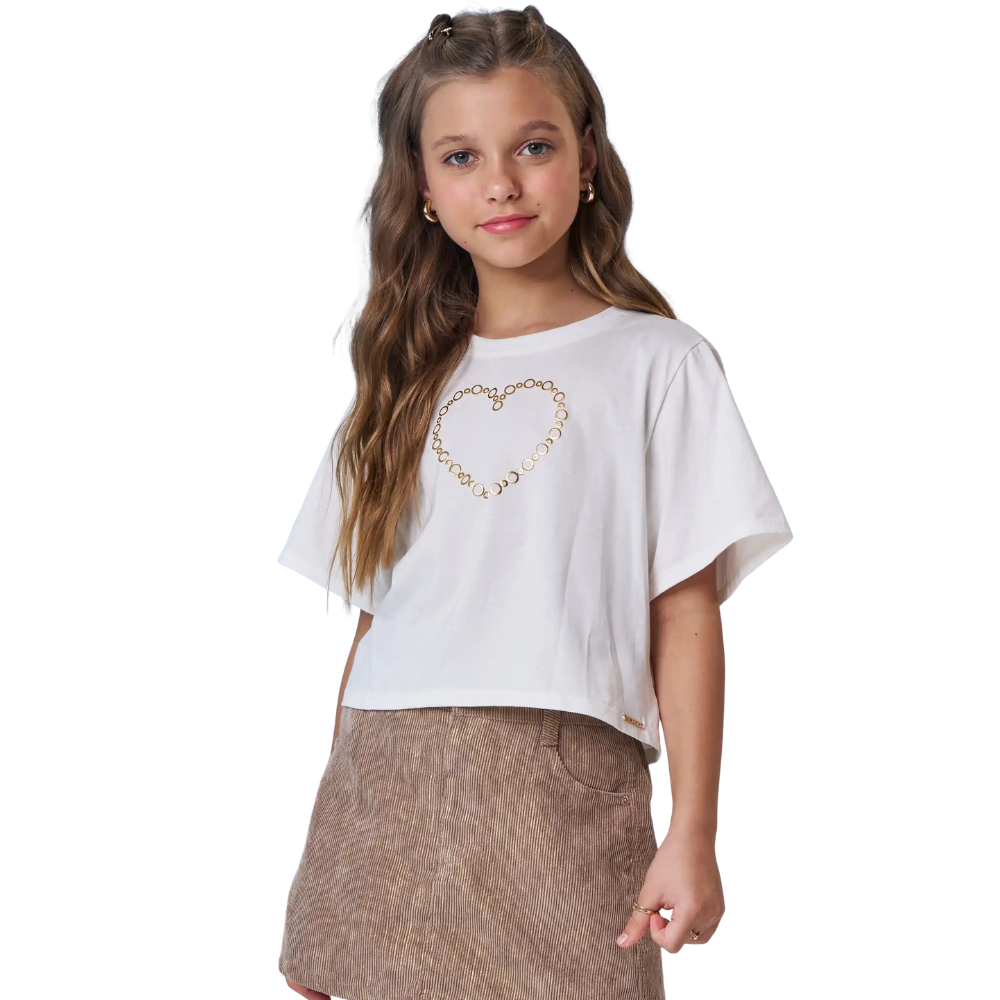 Vic Vicky | Blusa Crop con Silueta de Corazón Dorado para Niña