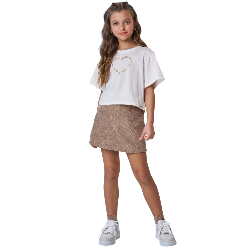 Vic Vicky | Blusa Crop con Silueta de Corazón Dorado para Niña