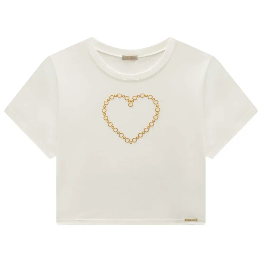 Vic Vicky | Blusa Crop con Silueta de Corazón Dorado para Niña