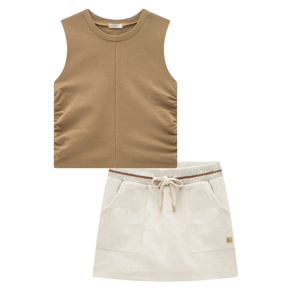 Vic Vicky | Conjunto de Top de Punto y Falda Deportiva para Niña