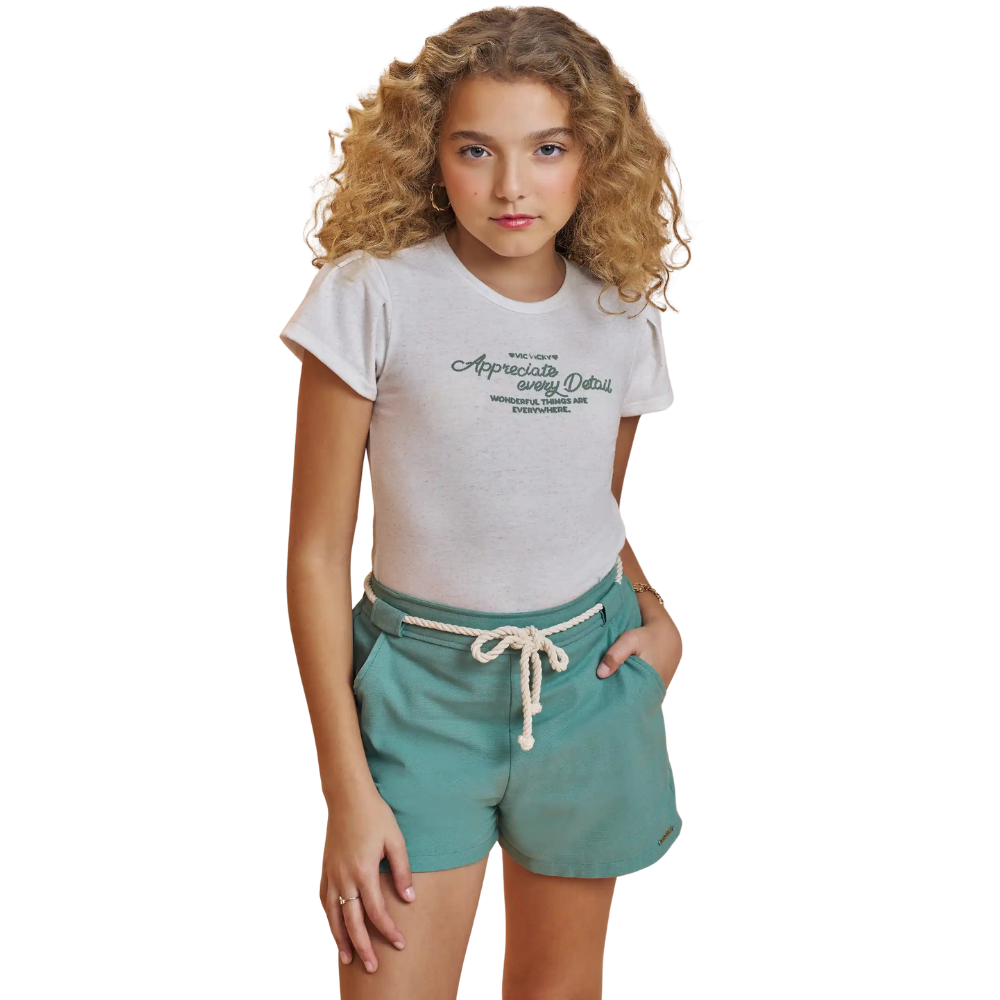 Vic Vicky | Conjunto Blusa con Mangas de Volante y Short para Niña