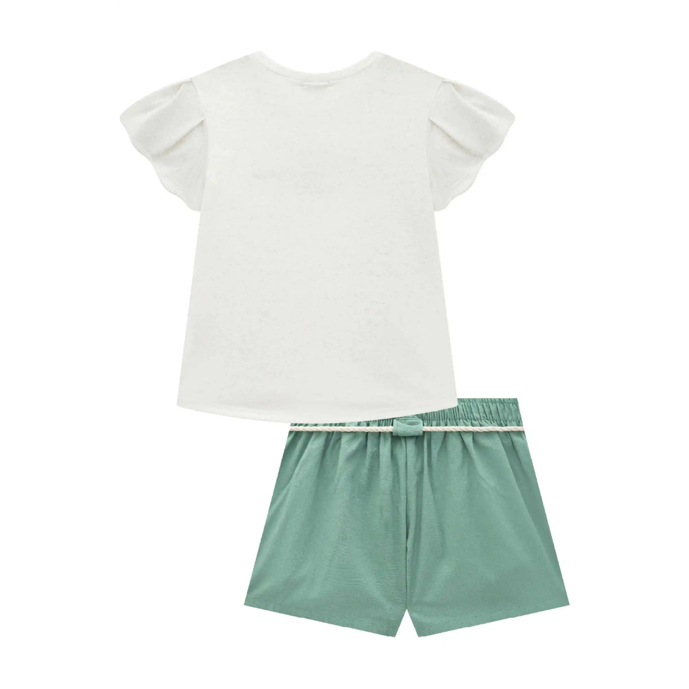 Vic Vicky | Conjunto Blusa con Mangas de Volante y Short para Niña