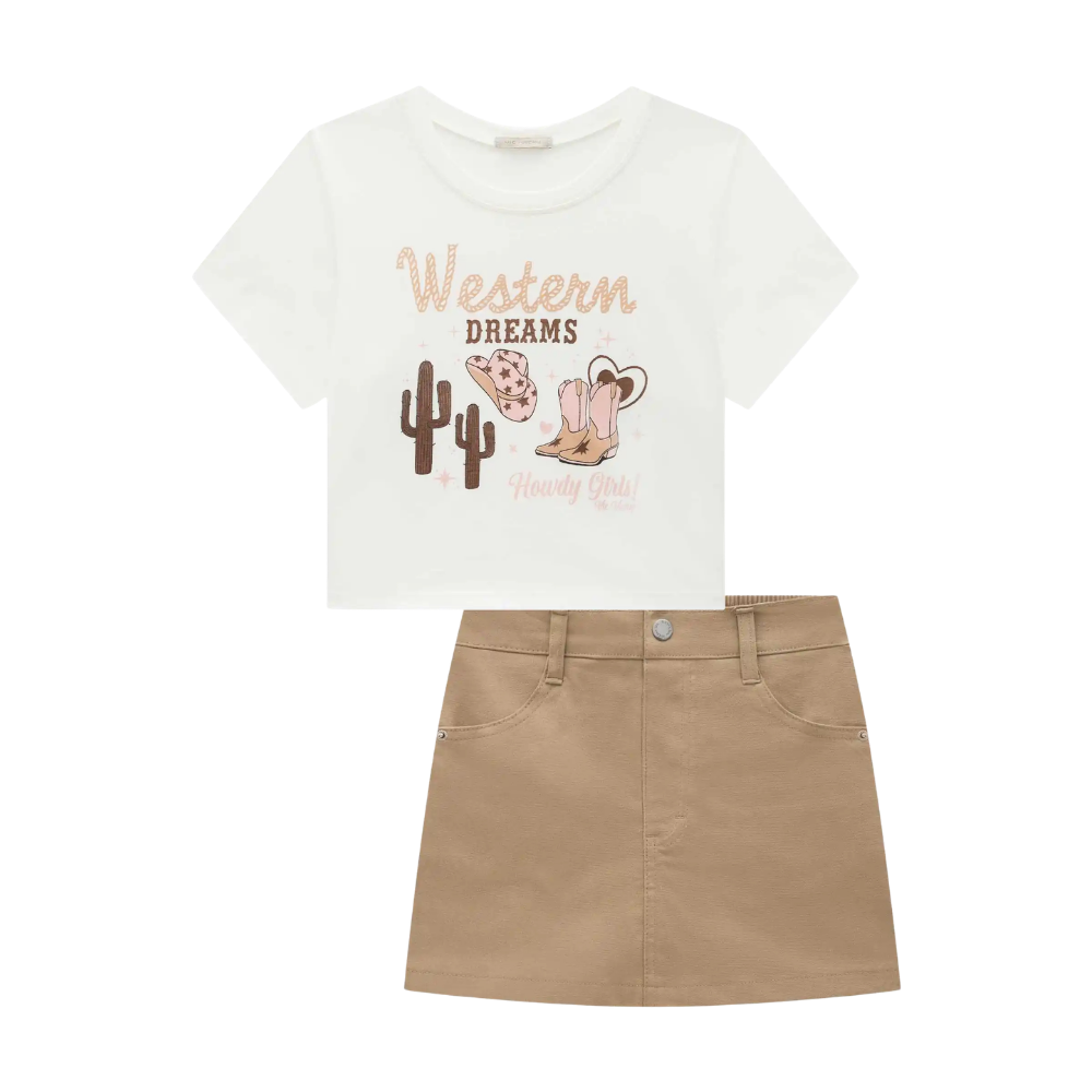 Vic Vicky | Conjunto de Blusa Crop y Falda Short para Niña