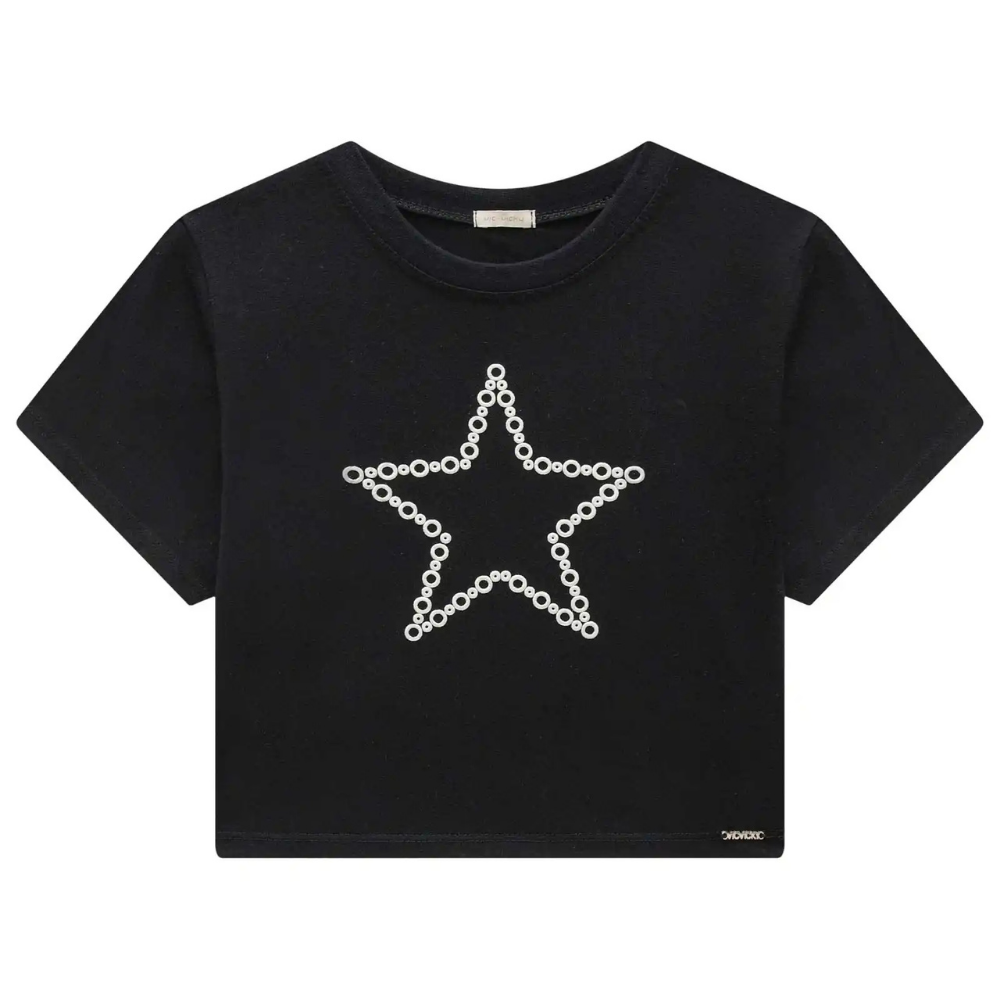 Vic Vicky | Blusa Crop con Silueta de Estrella Plateada para Niña