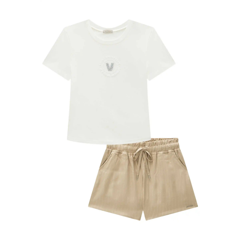 Vic Vicky | Conjunto de Blusa y Short con Raya para Niña