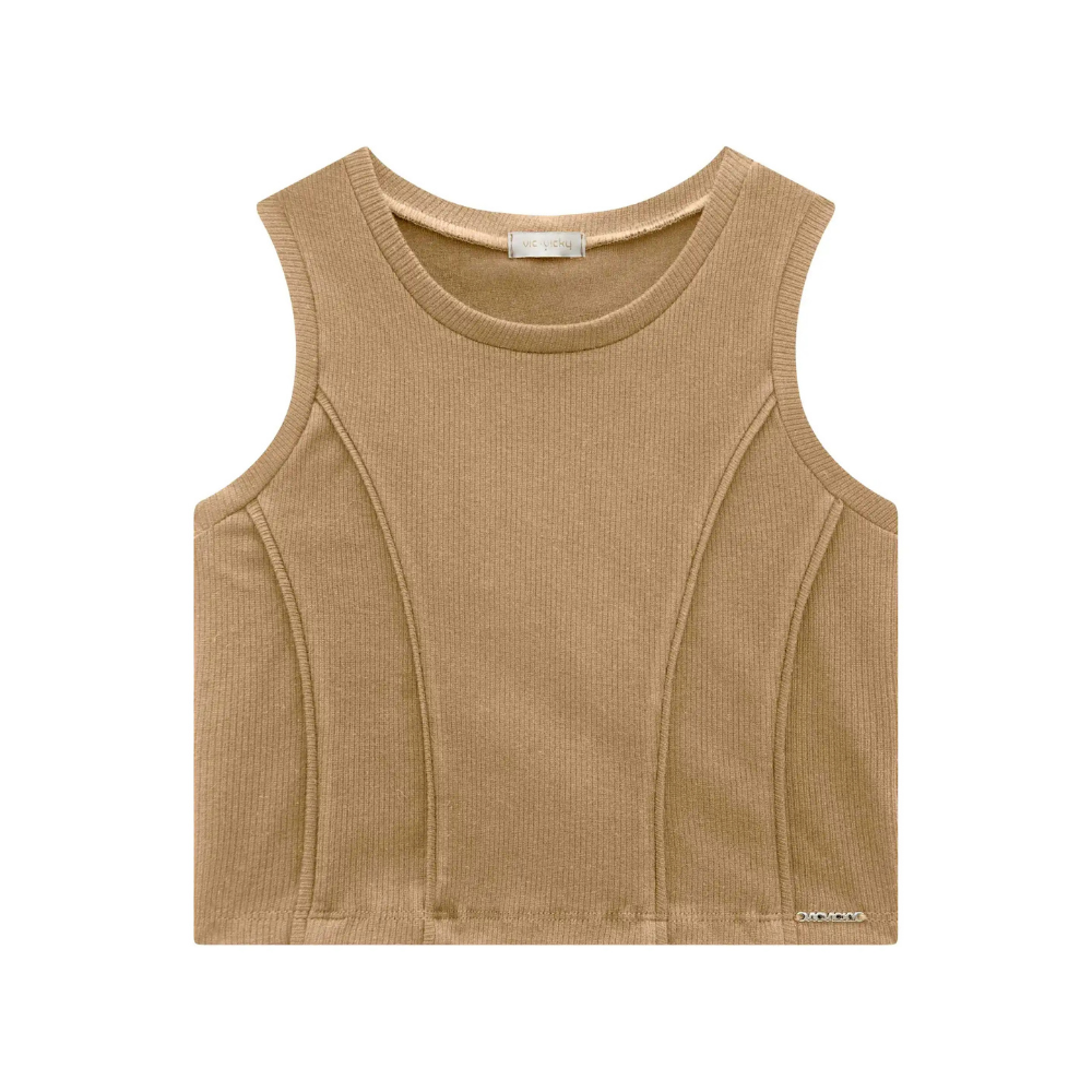 Vic Vicky | Blusa Cropped de Punto Acanalado sin Mangas para Niña