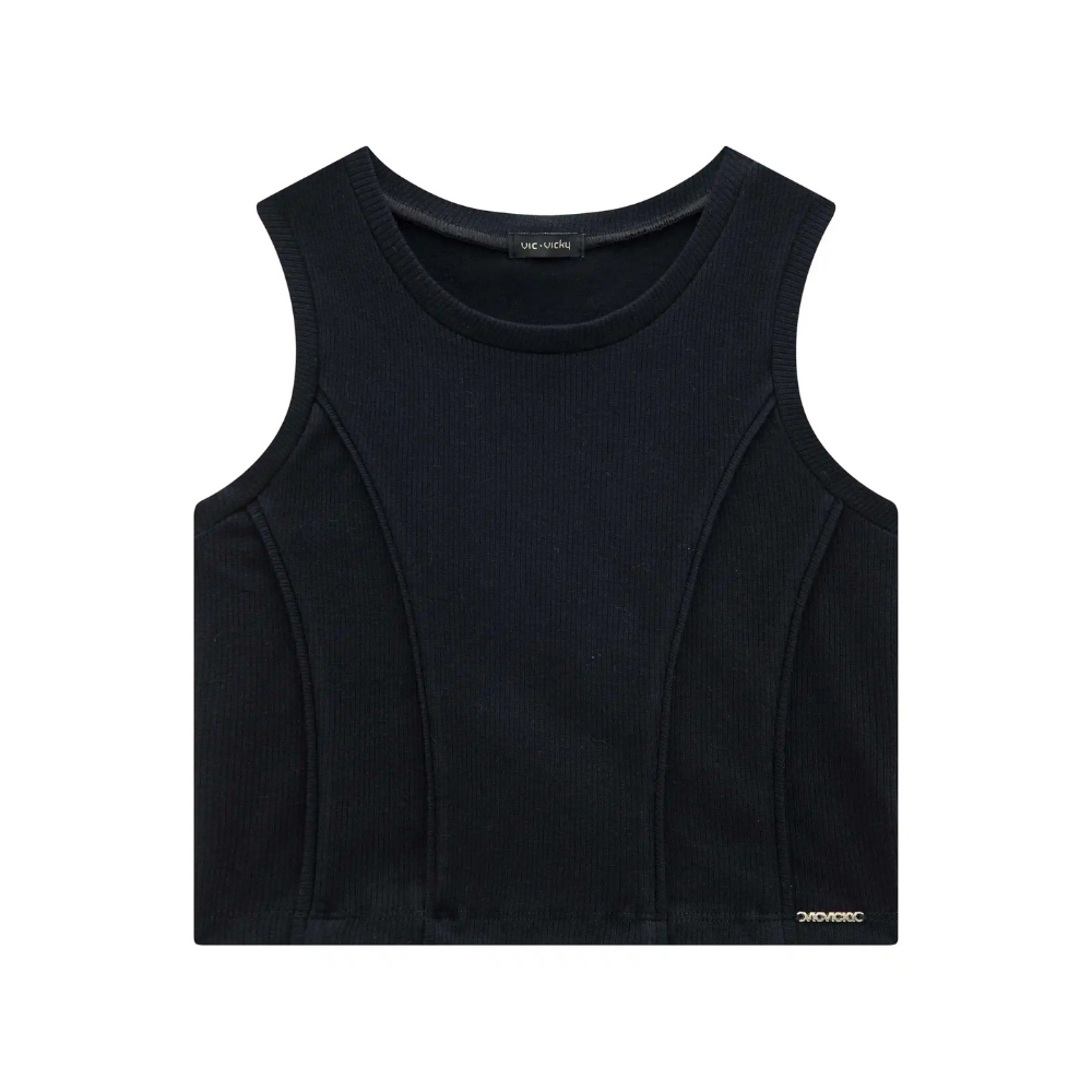 Vic Vicky | Blusa Cropped de Punto Acanalado sin Mangas para Niña