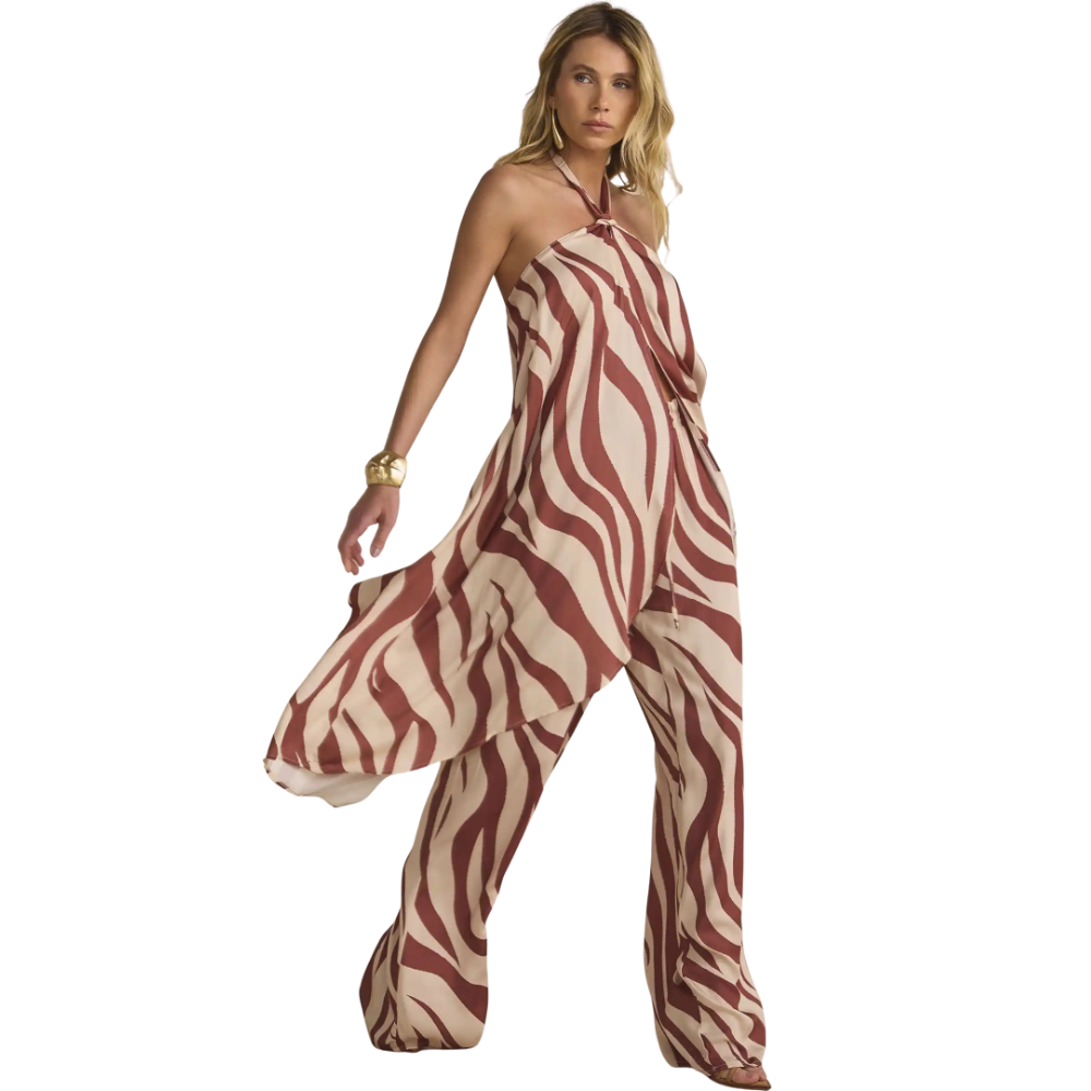 Linzzi | Pantalones en Crepé Satinado Digital para Dama