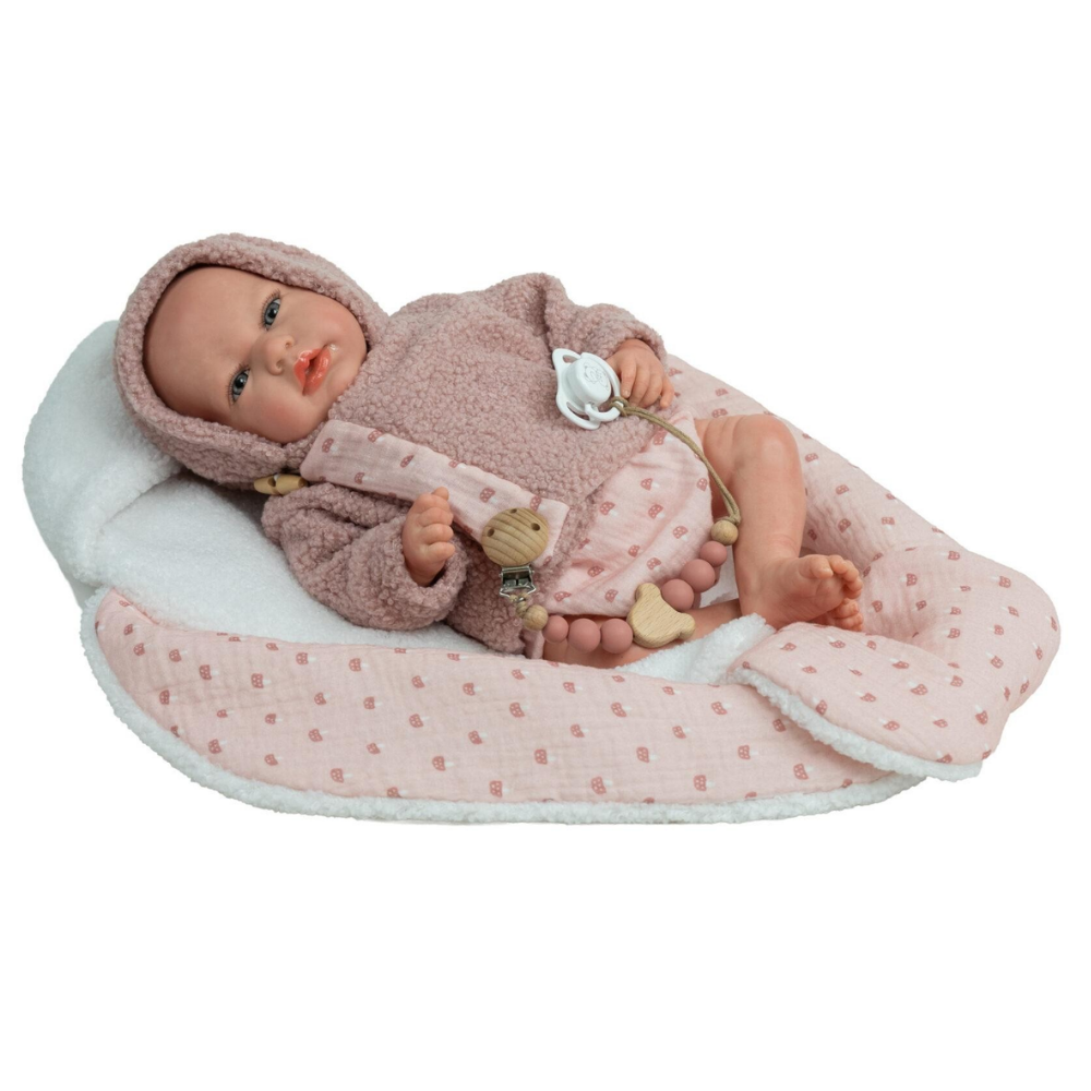 Arias | Muñeca Luna Reborn de 40 CM con Cojín Rosa