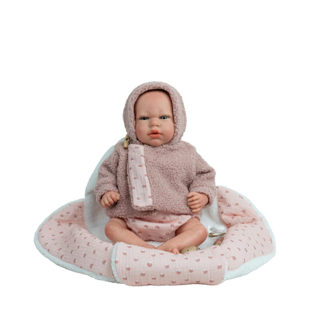 Arias | Muñeca Luna Reborn de 40 CM con Cojín Rosa