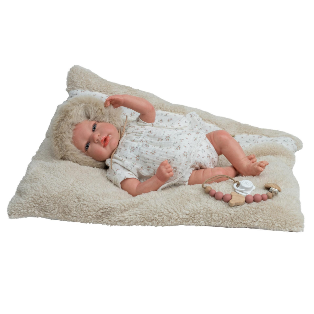 Arias | Muñeca Isabella Reborn de 40 CM con Cojín Beige