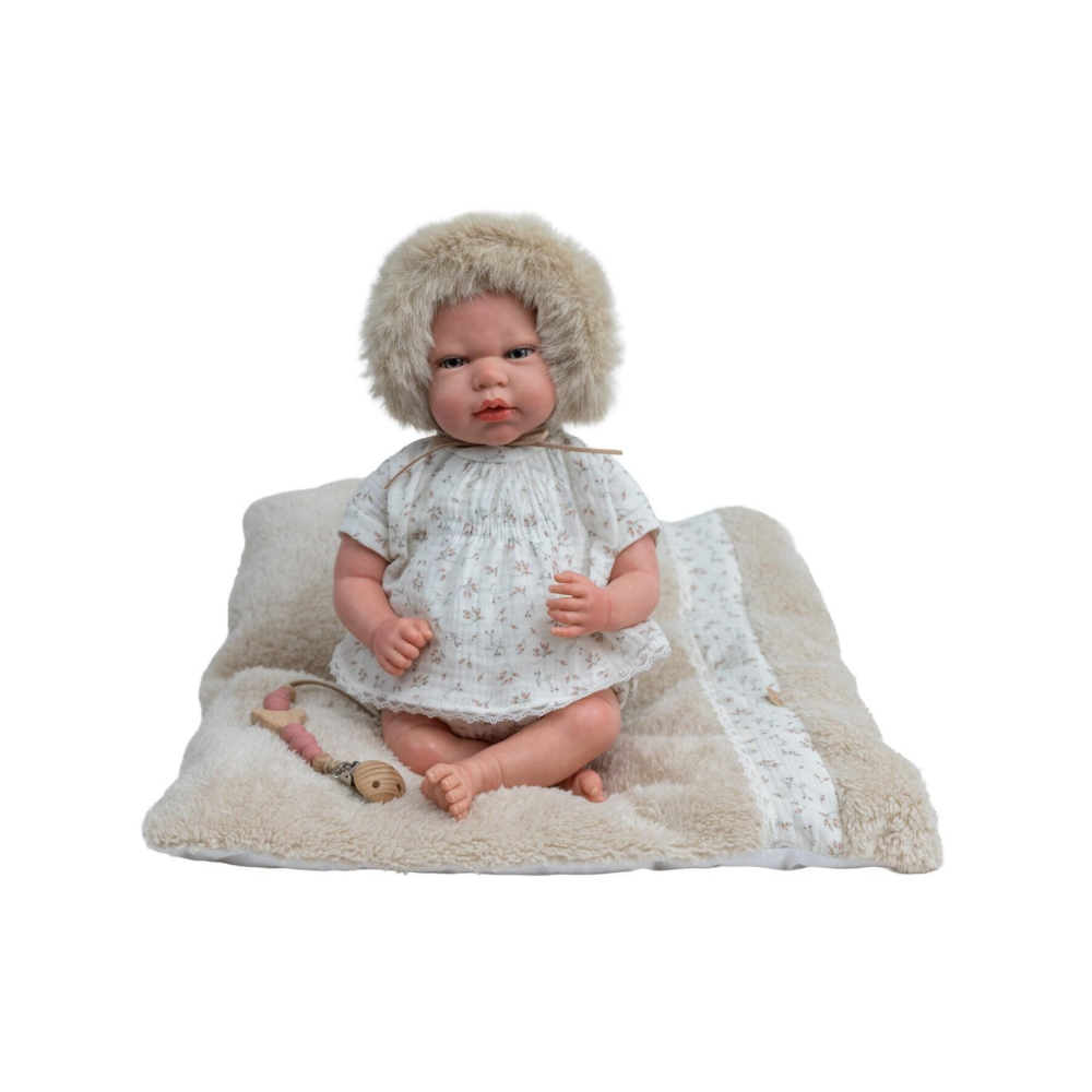 Arias | Muñeca Isabella Reborn de 40 CM con Cojín Beige