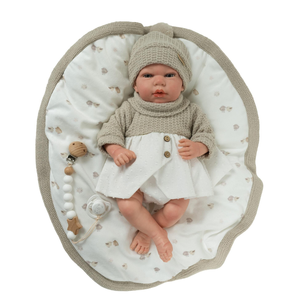 Arias | Muñeco Noa Reborn de 40 CM con Manta de Invierno