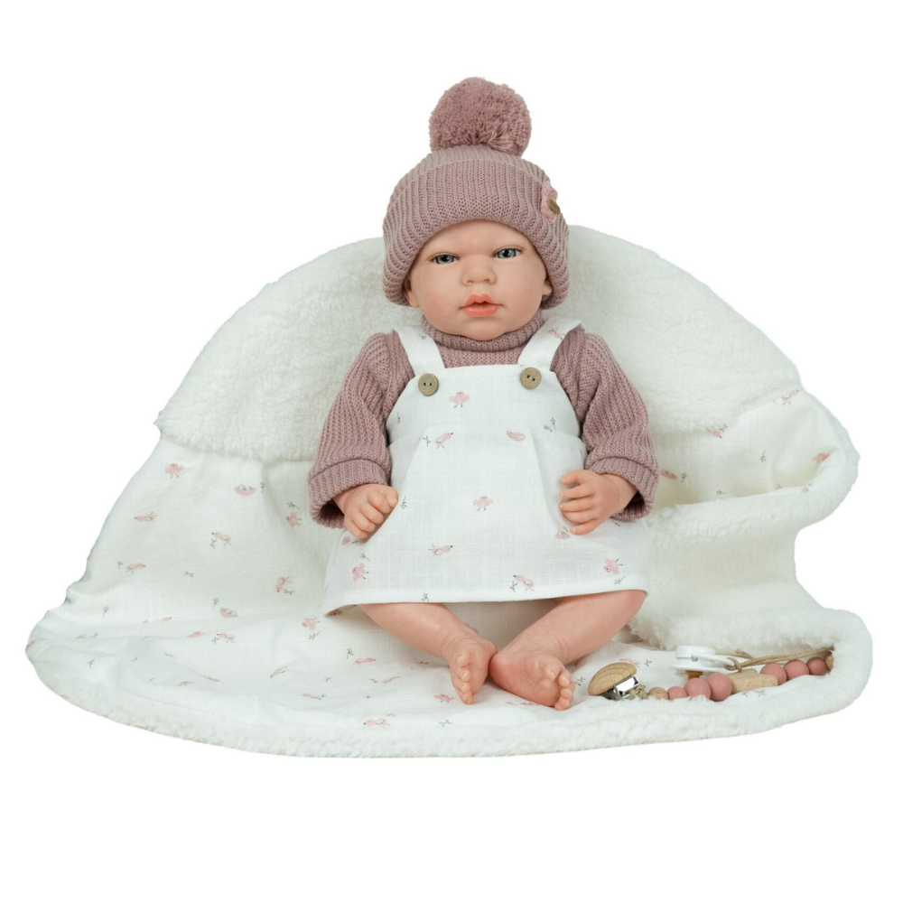 Arias | Muñeca Yara Reborn de 40 CM con Manta Rosa